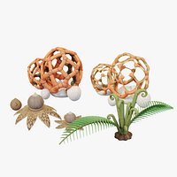 Bioluminescent Underworld Flora Pack - Cage Lantern Earthstar Fiddlehead Fern PBR