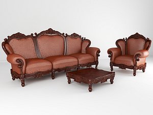 3D set luxurious furniture sofa