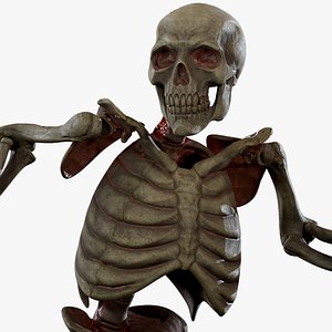 3D Skeleton Undead Warrior Default - Rigged Animated Lowpoly