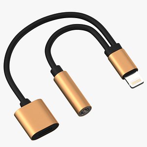 Lightning Jack Audio Aux Adapter Splitter Gold-Black
