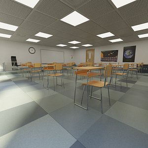 school classroom scene 3D model