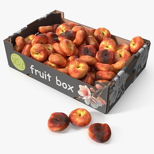 Organic Flat Peaches in Corrugated Box 3D model