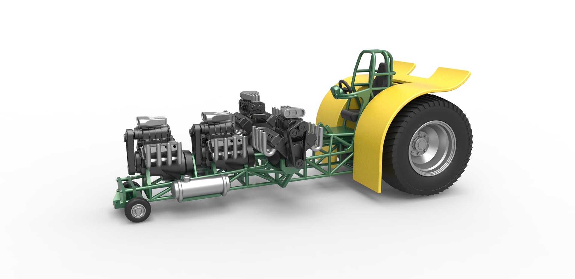 Diecast Pulling Tractor With 4 Engines V8 Version 4 Scale 1 To 25 3D ...