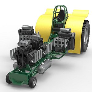 Diecast Pulling tractor with 4 engines V8 Version 4 Scale 1 to 25 3D model