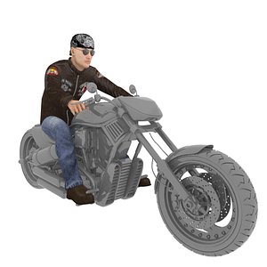 3D model rigged biker
