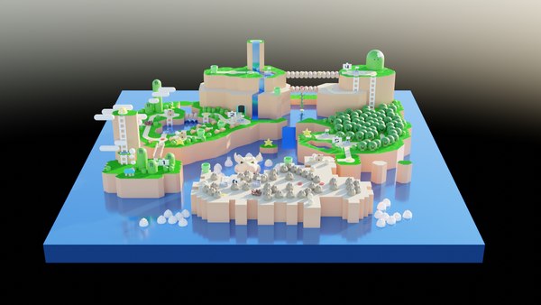 3D Super Mario World Map model