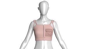3D Girls Front-Zip Crop Top With Pocket model