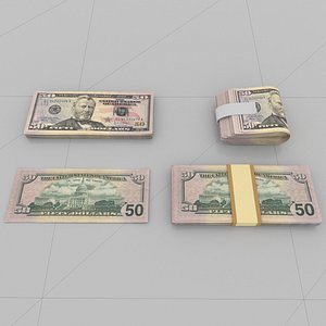 50 US Dollars Currency 3D model