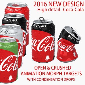 Coca Cola can Crushed/open with morph targets