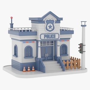 3D Minimal Police Station 01 model