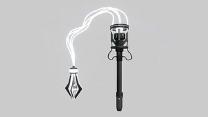 SciFi Flail A07 Black White - Sci Fi Weapon Design 3D