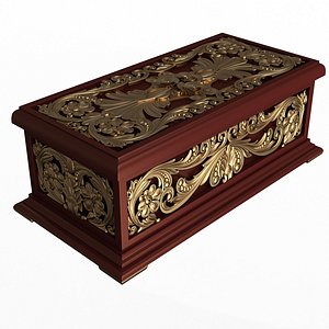 Casket Carved 06 Red 3D model