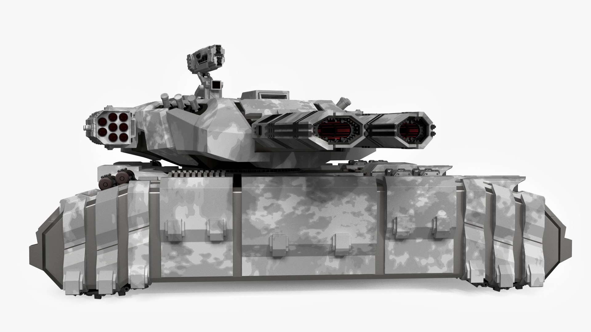 Futuristic Heavy Tank Winter Khaki Rigged 3D model preview