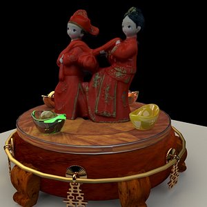 Chinese display stand with wedding couple 3D model