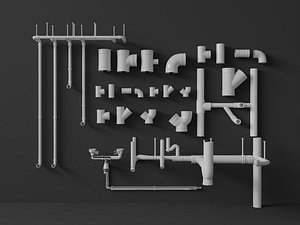 Plumbing Pipe  Fittings Kit 3D model