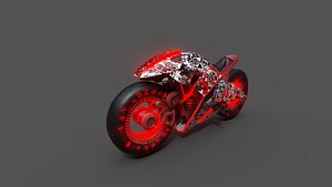 Sci-Fi Motorcycle Neon X2 3D Low Poly Model With 4k PBR Textures 3D model