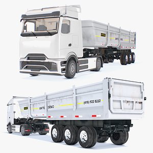 Dump Semi Truck With Used Trailer White