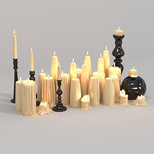 Beige Melted Floor Candles for Fireplace