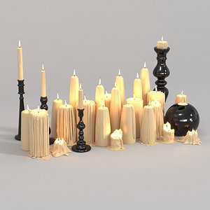 Beige Melted Floor Candles for Fireplace