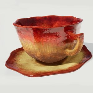 glazed tea cup saucer 3D