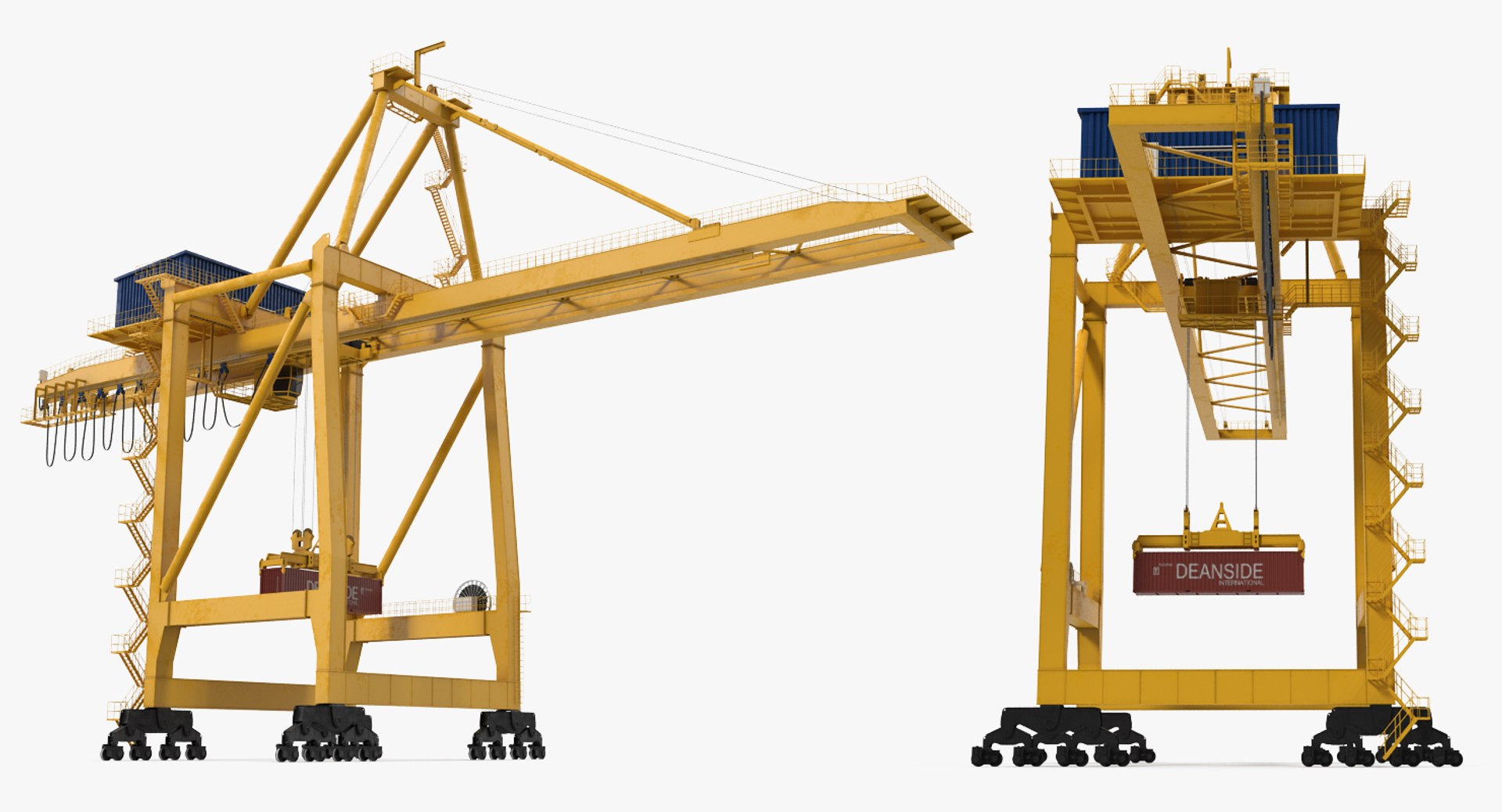quayside container crane rigged 3d model