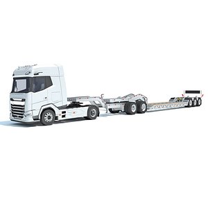 Semi Truck with Lowboy Trailer
