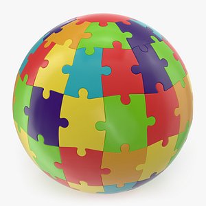 3D model colored puzzle globe