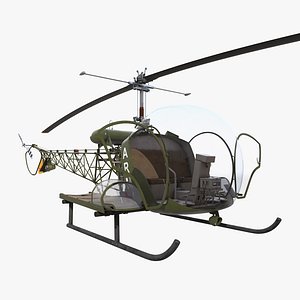 Bell H-13 Sioux United States Army Rigged 3D Model