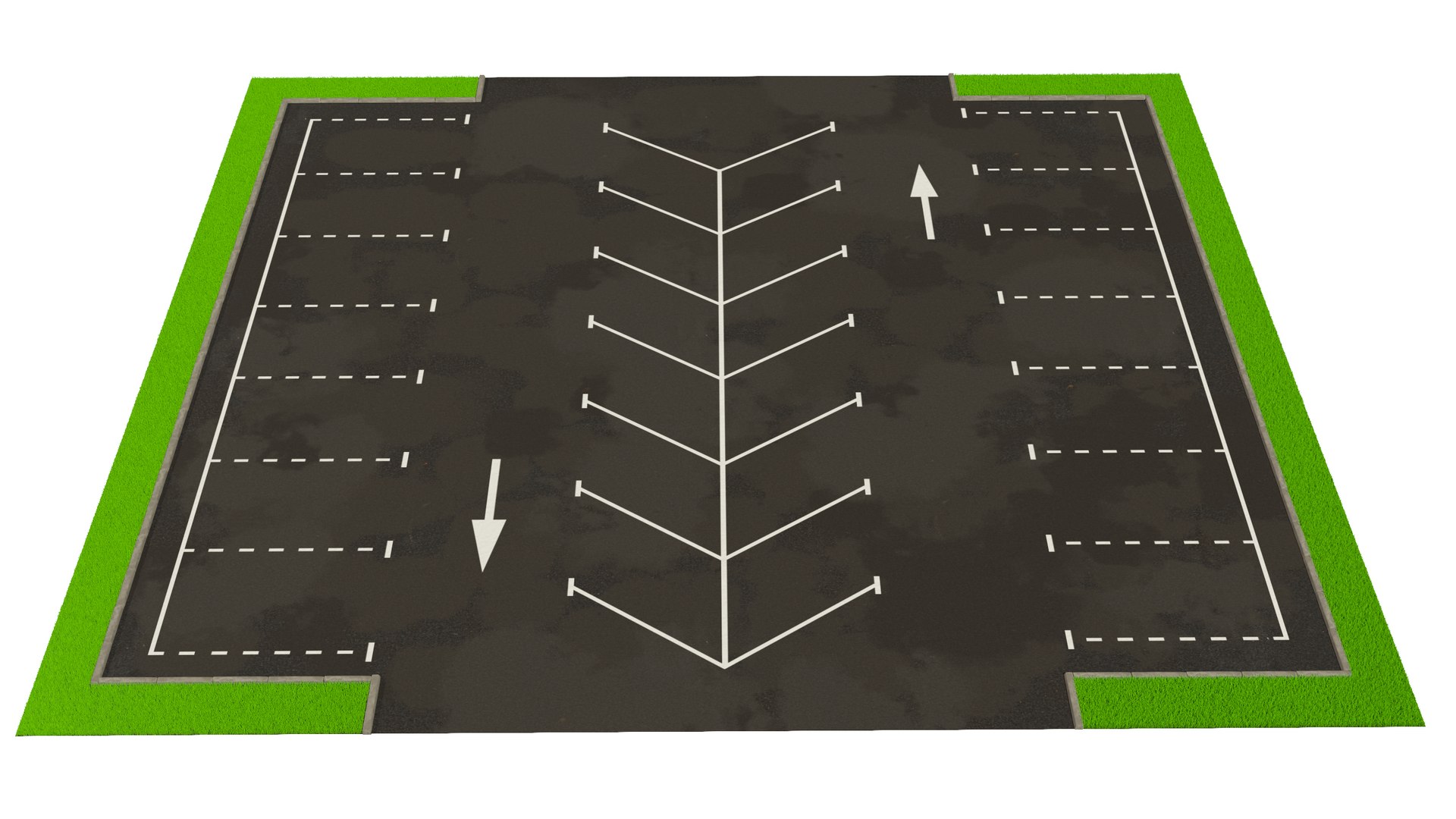 Empty Street Car Parking 26 Lots New Fur 3D model preview