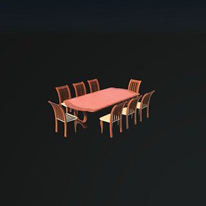 3D wooden dining table 3D model