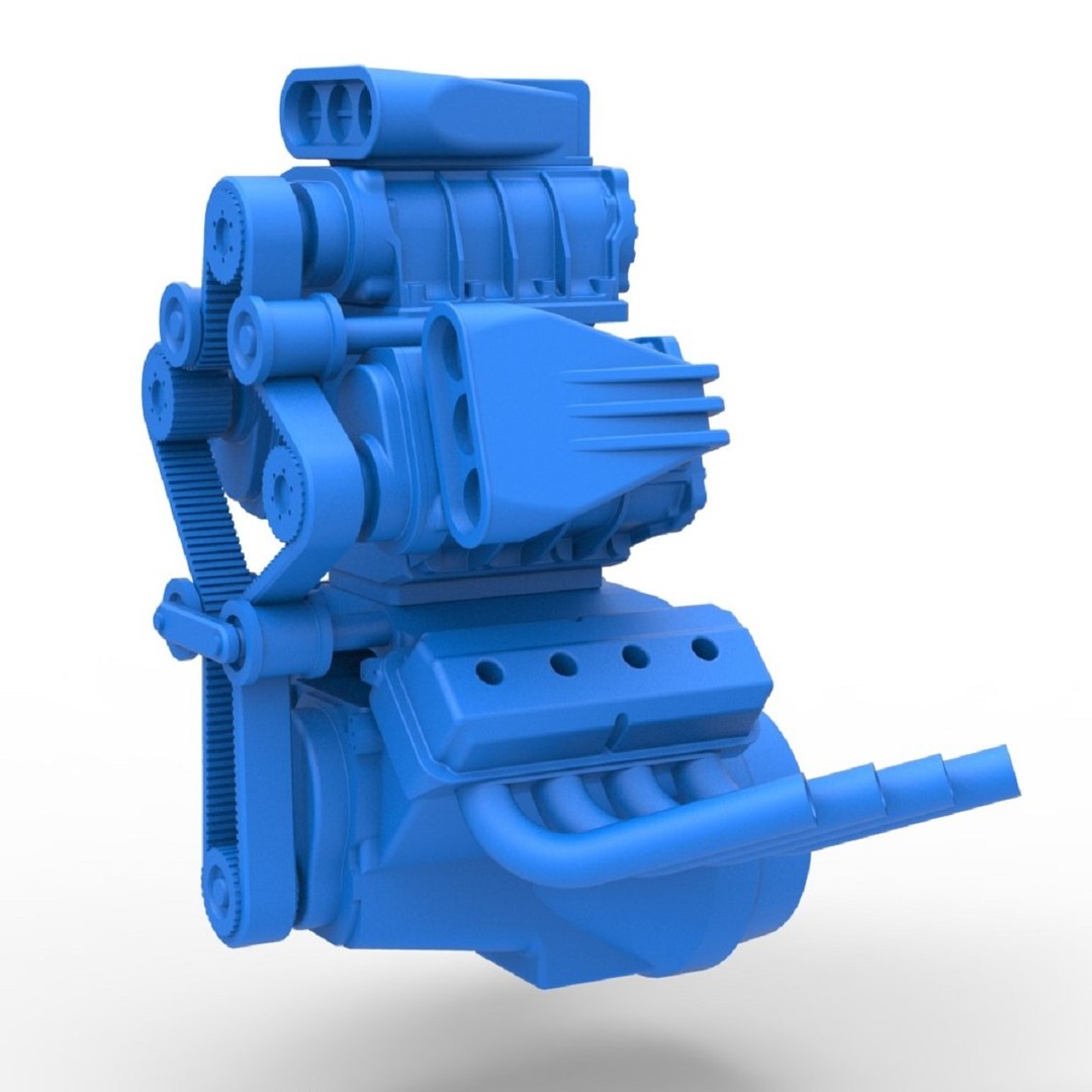 3D Diecast Engine V8 With Triple Supercharger Version 4 Scale 1 To 25 ...