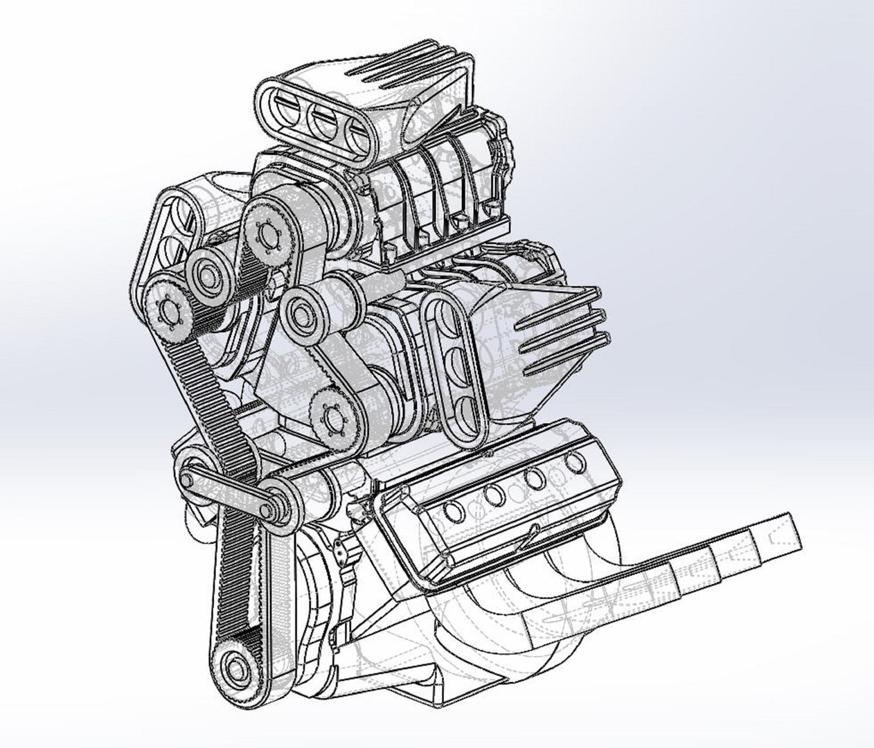 3D Diecast Engine V8 With Triple Supercharger Version 4 Scale 1 To 25 ...