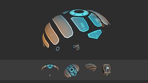 3D Scifi Parachute A07 Projection - Character Accessories Design model