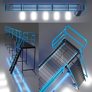 platform ladder railings assemblies 3D model