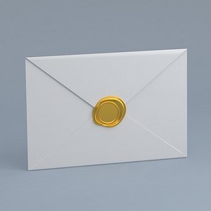 Envelope With Gold Seal 3D