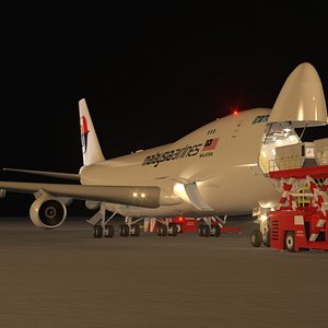 B 747-400F MASkargo Loading Operation Scene