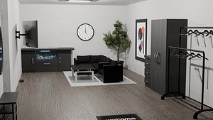 3D BlackWhite room interier model