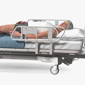3D Patient on Hospital Bed Rigged for Modo model