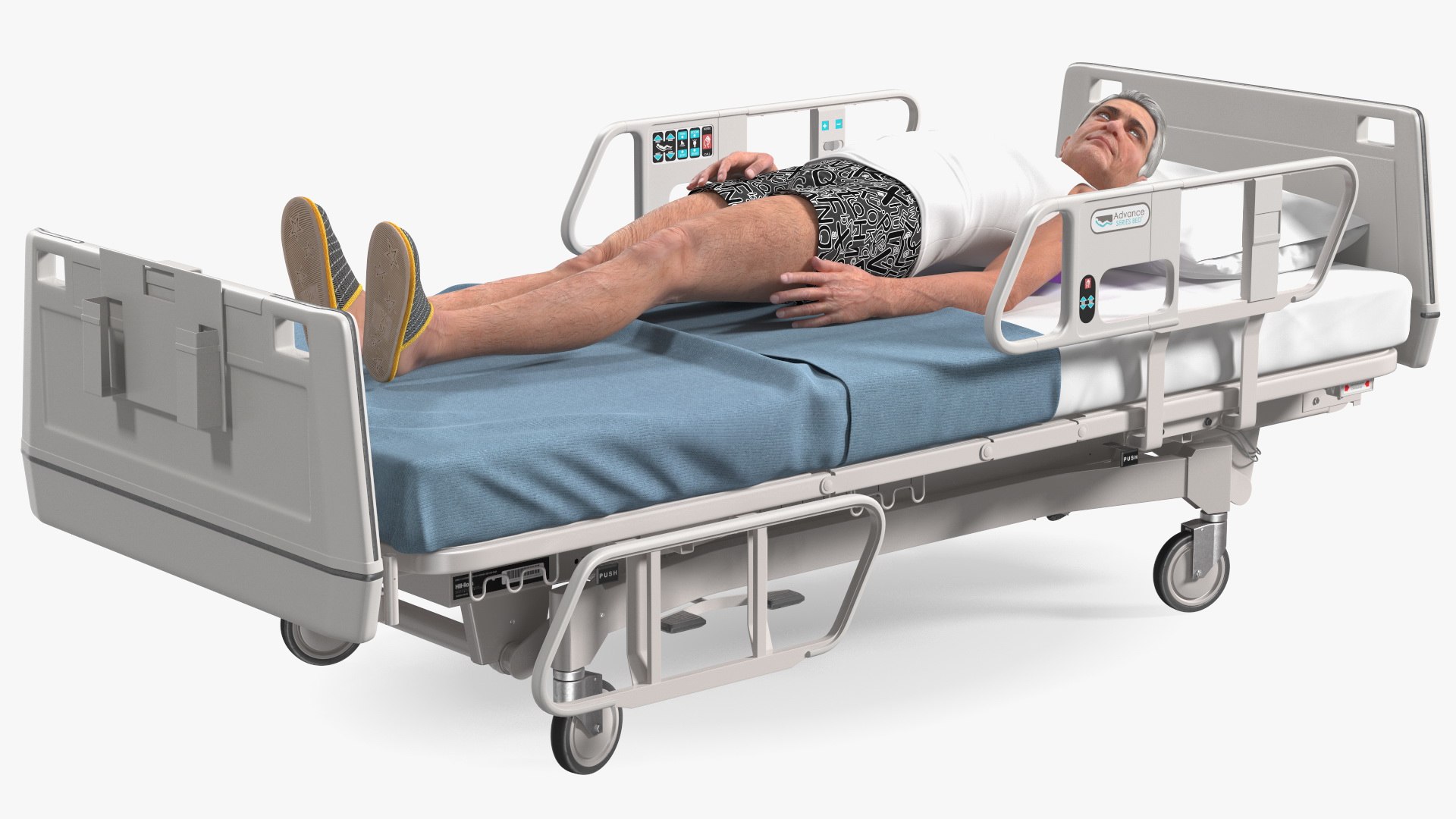Patient on Hospital Bed Rigged for Modo 3D model preview