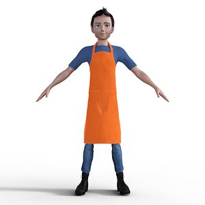 3D Cartoon Cute Butcher Boy 3D model