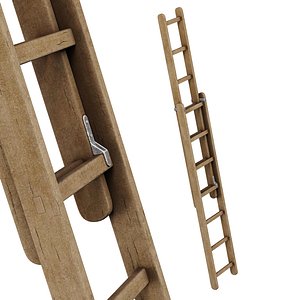 3D old wooden ladder model