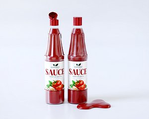 3D Long Bottle Sauce Packaging model