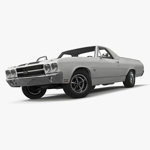 White Chevrolet El Camino SS 1970 Rigged for Cinema 4D model