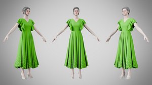 3D model Dress 45 Kelly Green