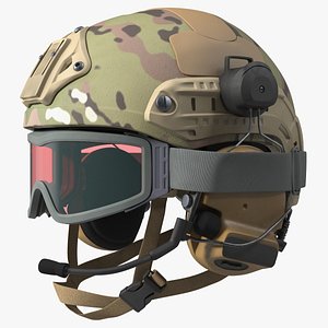 Tactical Gear Helmet Green Camo with Goggles