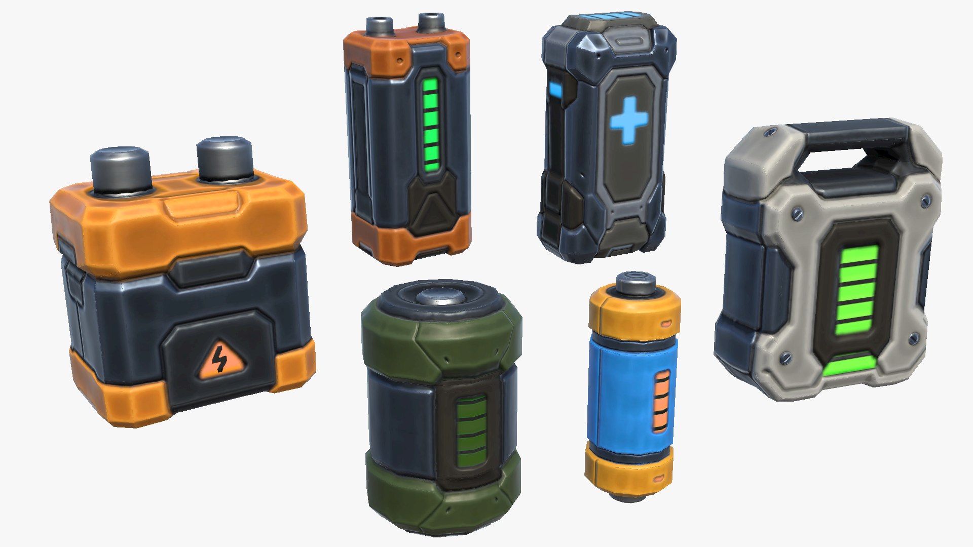 3D Stylized Sci-Fi Cyberpunk Batteries Energy Power Health Battery Pack ...