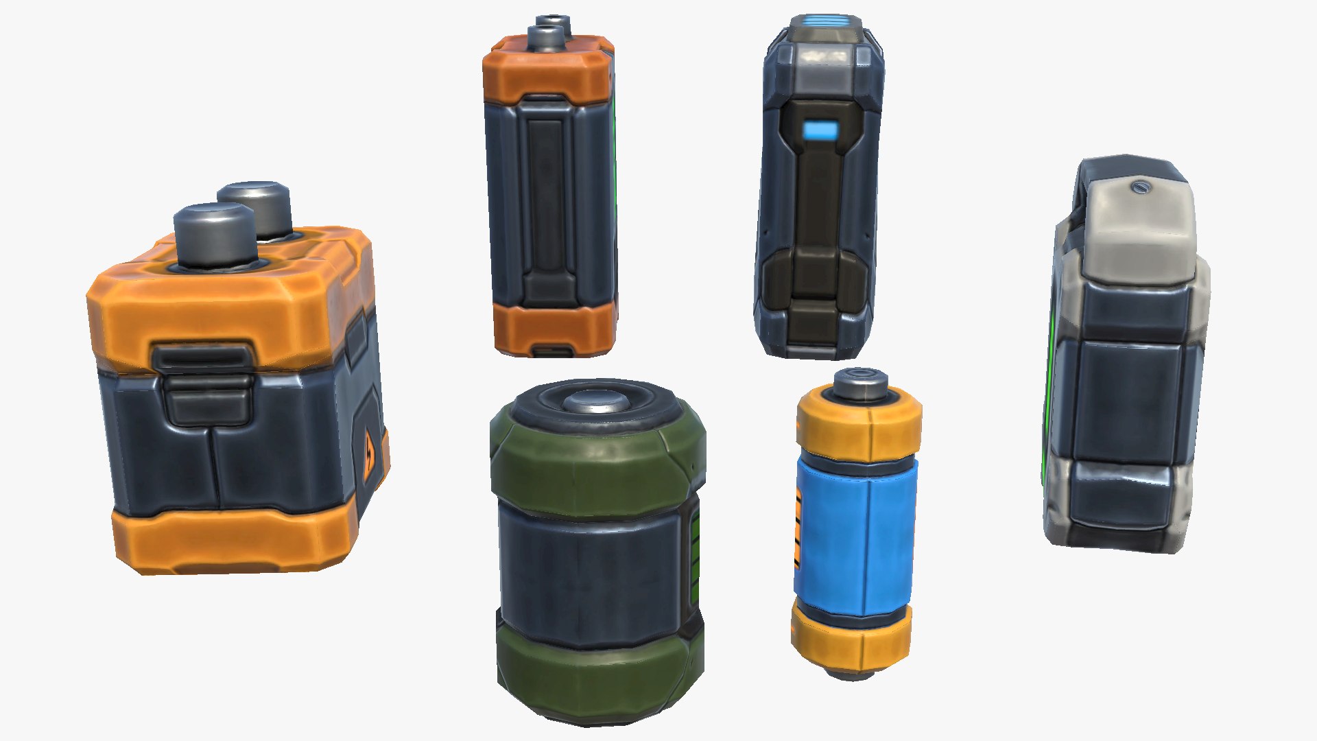 3D Stylized Sci-Fi Cyberpunk Batteries Energy Power Health Battery Pack ...