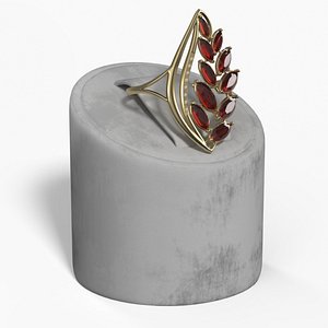 Gold Ring with Gemstones on Stand model