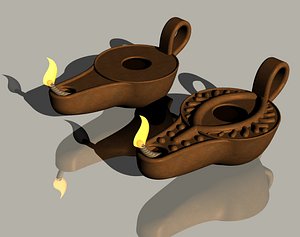 3D model antique oil lamp