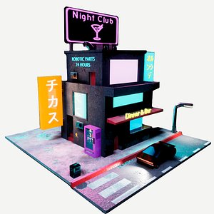 3D model cyberpunk ready building